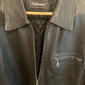 Oakwood Men’s Size: XL Classic Men's Black Leather Jacket - Quilted Lining